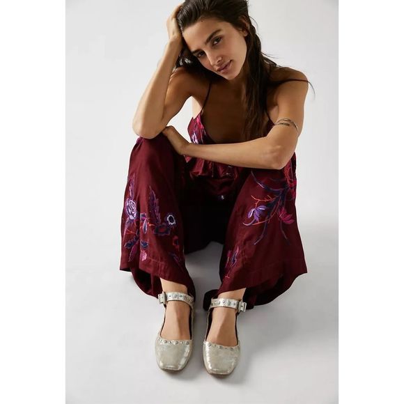 New Free People Mimi Embroidered Pants - Top Set sz 6 - Picture 2 of 8